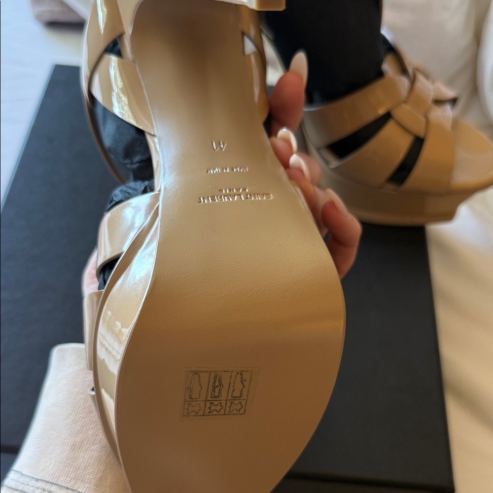 Saint Laurent Beige Platform Sandals